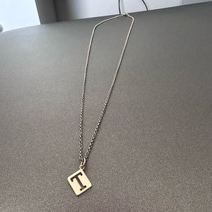 Gold T initial necklace